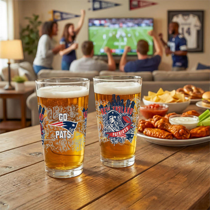 New England Patriots 16oz Glass Pint