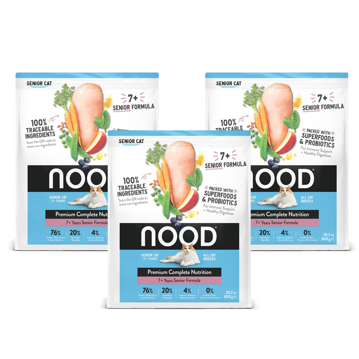 NOOD Dry Cat Food for Senior Cats (7+ years) Chicken 6 x 800g (case) - Out of Date