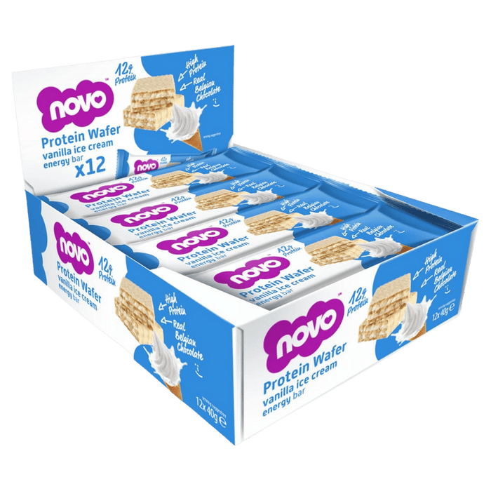 NOVO Nutrition Vanilla Ice Cream Protein Wafer Bar 12 x 40g - Out of Date