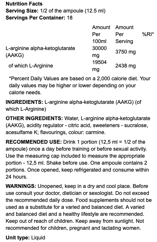 Olimp Nutrition AAKG 7500 Extreme Shot 9 x 25 ml