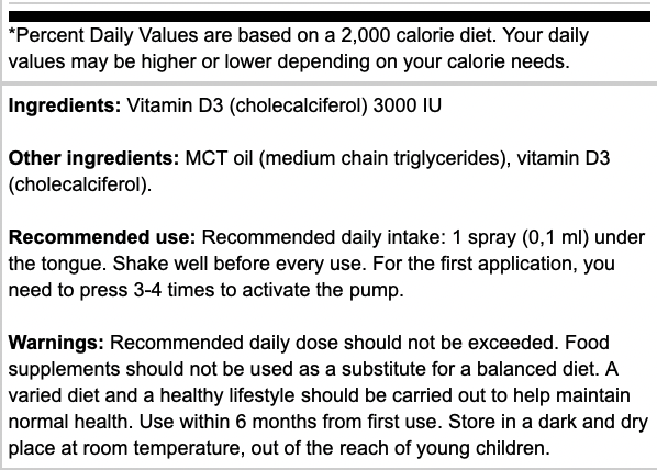 Osavi Vitamin D3 Oral Spray 3000IU 12.5ml