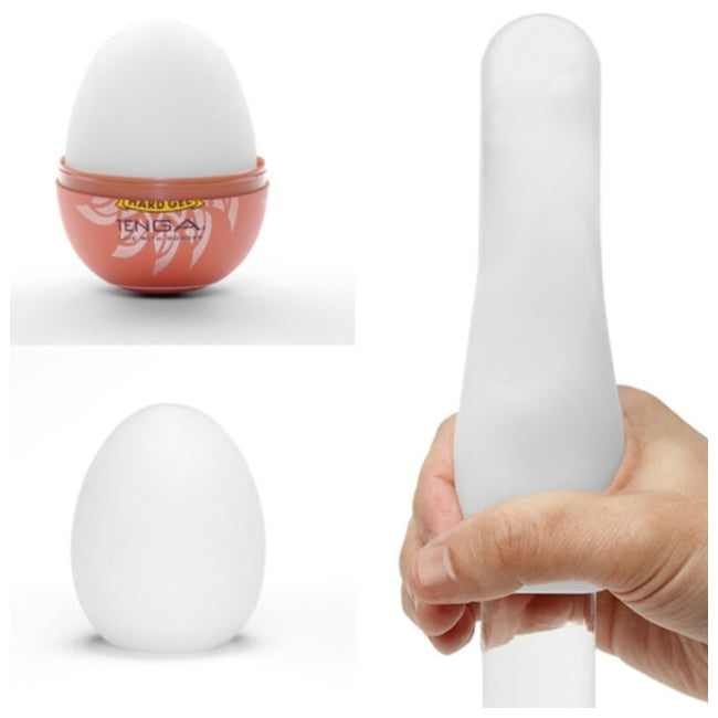 Ou masturbator TENGA Shiny II, de unică folosință, cu loțiune inclusă, interior texturat geometric, material elastic TPE