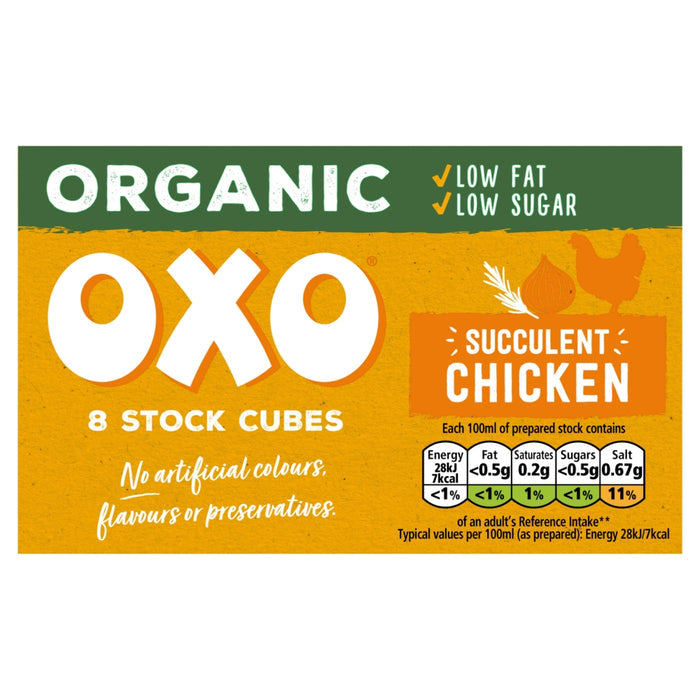 OxO Organic Chicken Stock Cubes 15 x 80g (case) - Out of Date