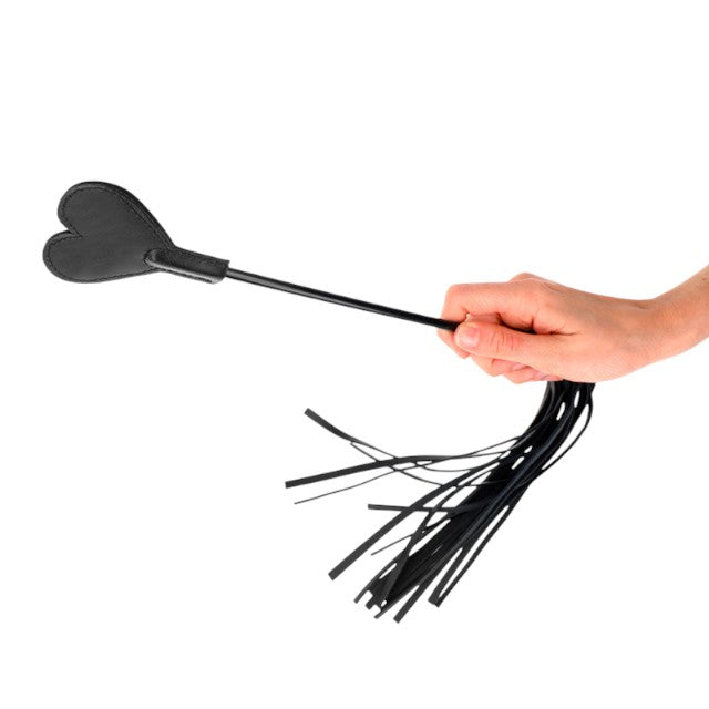 Paleta KINK - HEART, pentru jocuri erotice BDSM, din piele cu bici, 35 cm