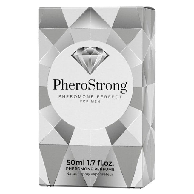 Parfum cu feromoni PHEROSTRONG Perfect, pentru bărbați, note de piper roz, ananas și vanilie, 50 ml (gri)