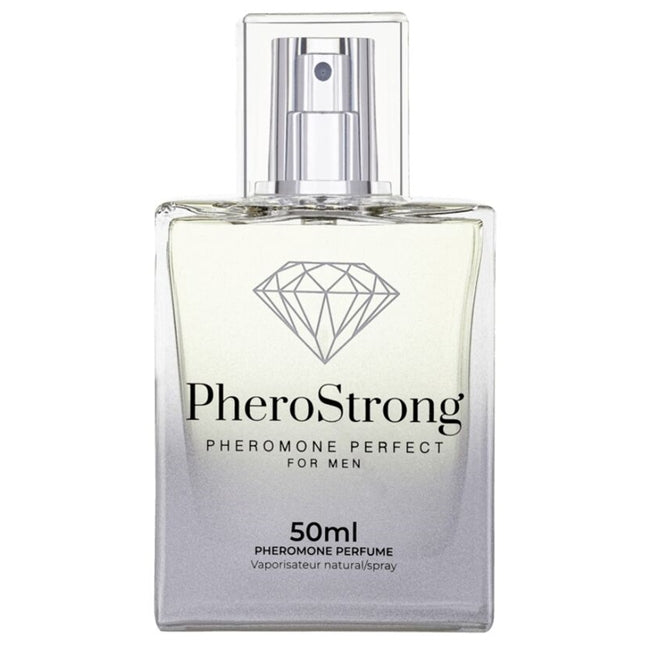 Parfum cu feromoni PHEROSTRONG Perfect, pentru bărbați, note de piper roz, ananas și vanilie, 50 ml (gri)