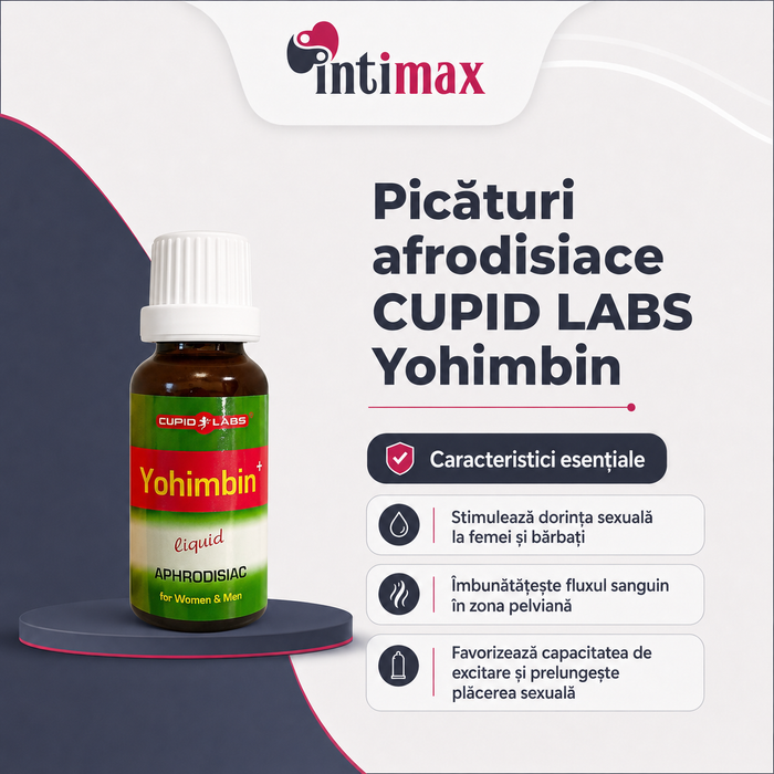 Picături afrodisiace CUPID LABS Yohimbin, pentru creșterea libidoului în cuplu, potrivit pentru bărbați și femei - 20 ml