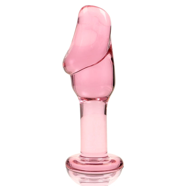 Plug anal IBIZA Nebula Model 06, din sticlă borosilicată, lungime inserabilă 11.5 cm, diametru 4 cm, roz transparent
