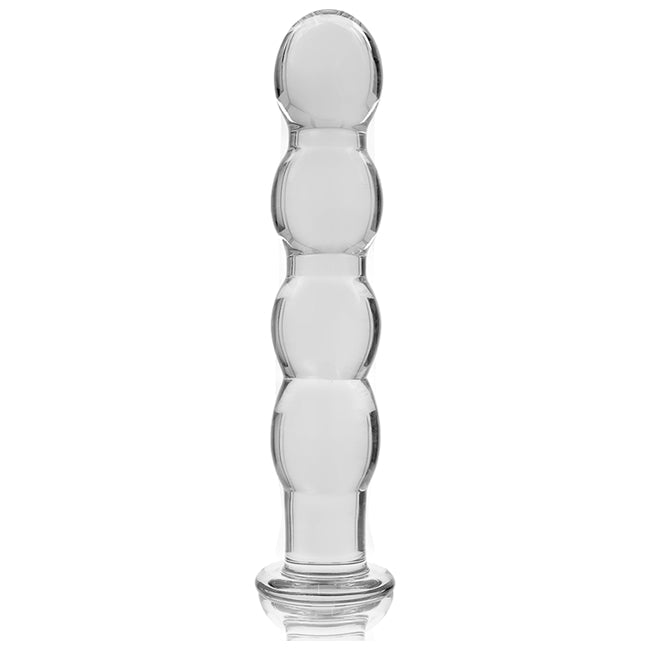 Plug anal IBIZA Nebula Model 10, din sticlă borosilicată, lungime inserabilă 15 cm, diametru 3 cm, transparent