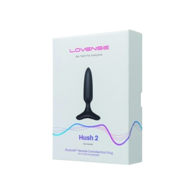 Plug anal LOVENSE - HUSH 2, control prin aplicație, cu 10 funcții de vibrare, 2.5 cm diametru, culoarea negru(mic)