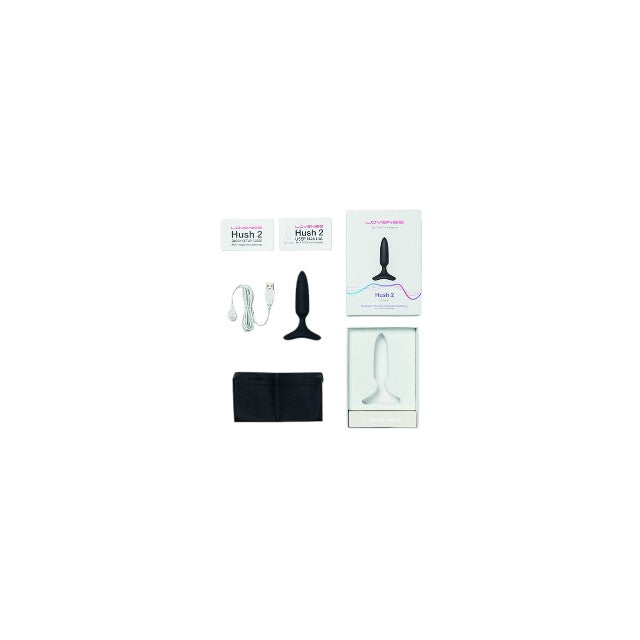 Plug anal LOVENSE - HUSH 2, control prin aplicație, cu 10 funcții de vibrare, 2.5 cm diametru, culoarea negru(mic)