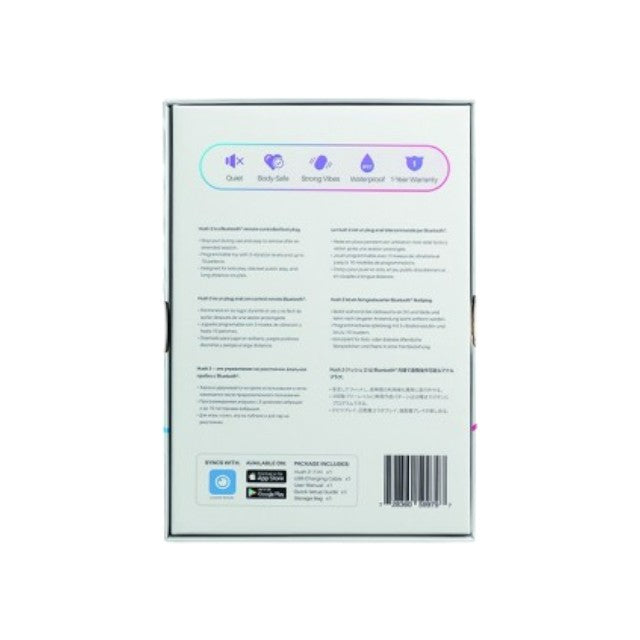 Plug anal LOVENSE - HUSH 2, control prin aplicație, cu 10 funcții de vibrare, 2.5 cm diametru, culoarea negru(mic)