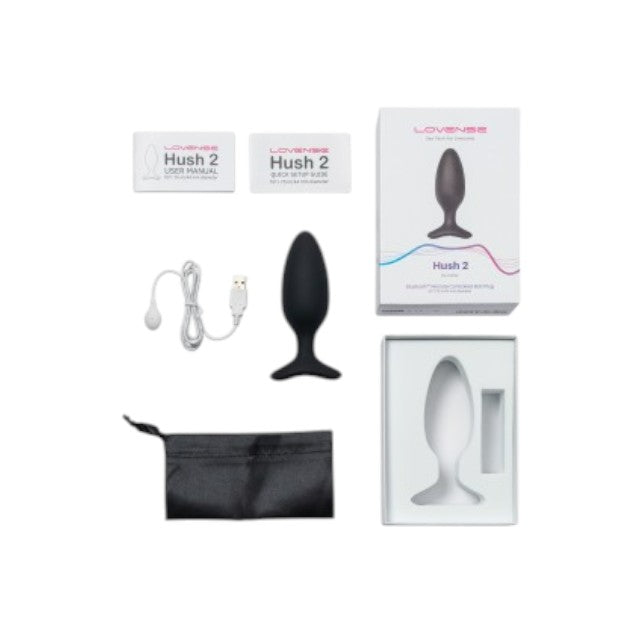 Plug anal LOVENSE - HUSH 2, control prin aplicatie, cu 10 functii de vibrare,diametru 4.4 cm, lungime 13.5 cm, culoarea negru(mediu)