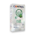 Prezervative CONTROL Aloe Vera, din latex, vegane, cu Aloe Vera, lubrifiate, diametru 54 mm, 10 buc