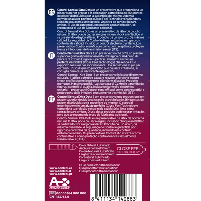 Prezervative cu striatii CONTROL XTRA DOTS, 1 cutie x 12 buc