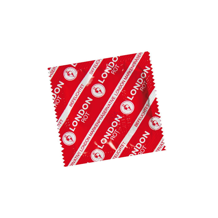 Prezervative lubrifiate LONDON by Durex ROT, Rosu, cu aroma de capsuni, 100 buc