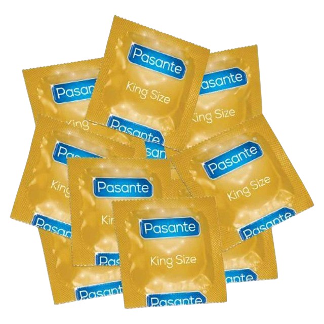 Prezervative PASANTE King Size, din latex, lubrifiate și rezistente, diametru 60 mm, 144 bucăți