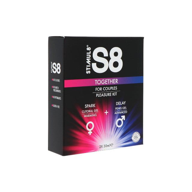 Set 2 geluri pentru cupluri S8 Together Spark + Delay, pentru stimulare clitoridiană și întârzierea ejaculării, 2 x 30 ml
