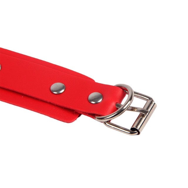 Set pentru jocuri erotice SUBBLIME Handcuffs with Bondage Belt, curea BDSM cu ham și cătușe, culoare roșu, model 953706