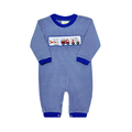 Celebrate courage with the Smocked First Responders Luke Bubble by Zuccini Kids. This blue and white striped romper combines classic charm and heartfelt tribute, wrapping your baby in comfort and inspiring pride from their very first days. Designed to honor everyday heroes with every stitch!