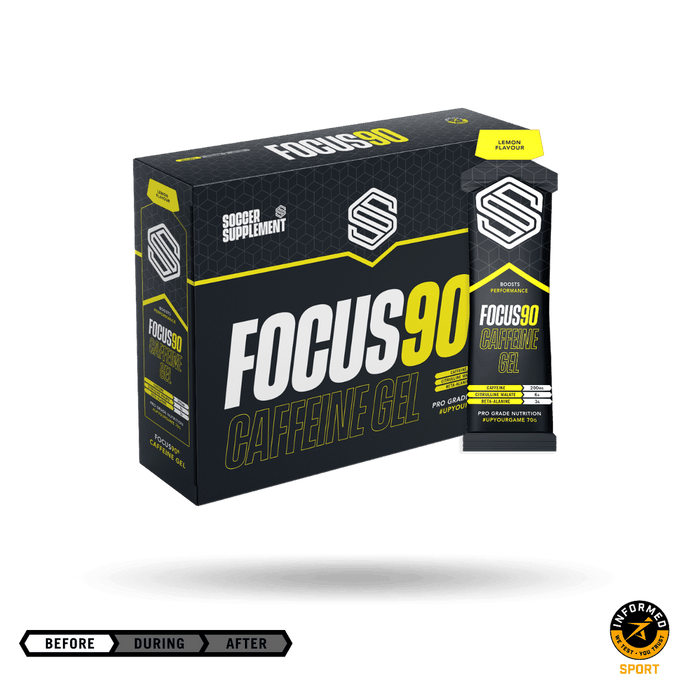 Soccer Supplement Lemon Focus90 Caffeine Gel 12 x 70g - Out of Date
