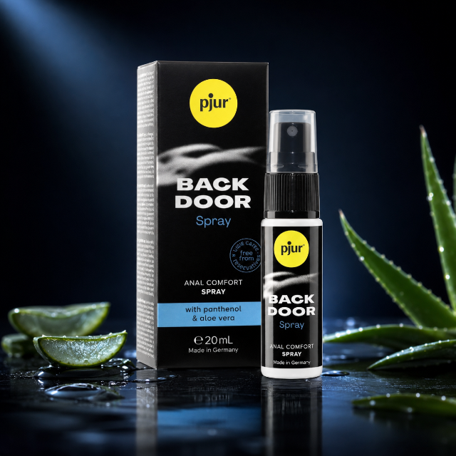 Spray anal PJUR Back Door, pentru relaxare anală, cu panthenol și aloe vera, testat dermatologic, 20 ml