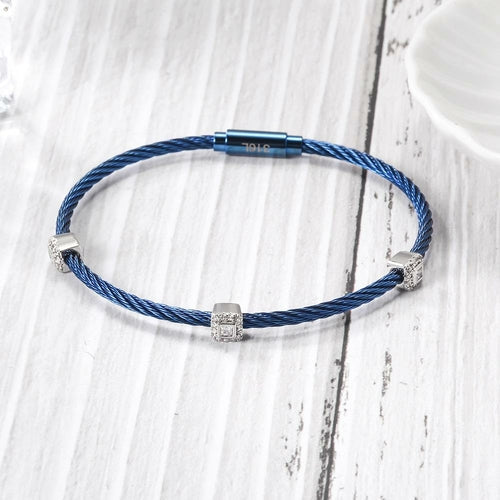 Square Pavé Station Cable Bracelet