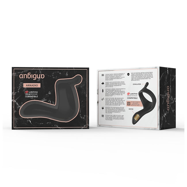Stimulator pentru penis si perineu ANBIGUO Arkadio, compatibil Watchme, 8 functii de virbatie, negru