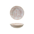 Stoneware Dish with Gold Color Rim Merry Christmas, Pink & White by Creative Co-Op