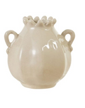 Stoneware Vase with Handles, Cream Color, 3 Styles