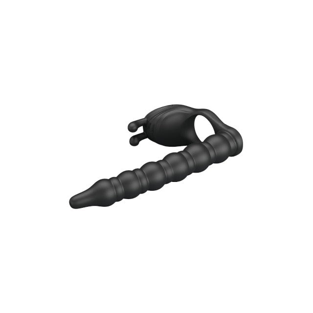 Strap-On PRETTYLOVE - Blackney, cu dubla penetrare, si stimularea clitorisului, 7 functii vibrare, negru