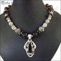 Stylish Hand-Finished German Silver Gemstone Necklace with Fabulous
