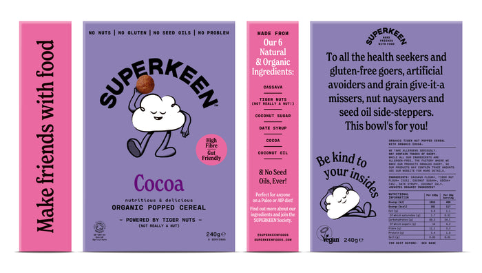 SUPERKEEN Cocoa Orangic Popped Cereal Balls 6 x 240g (case) - Out of Date