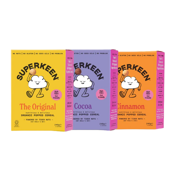 SUPERKEEN Mixed Organic Popped Cereal Balls 3 x 240g (Selection Trio) - Out of Date