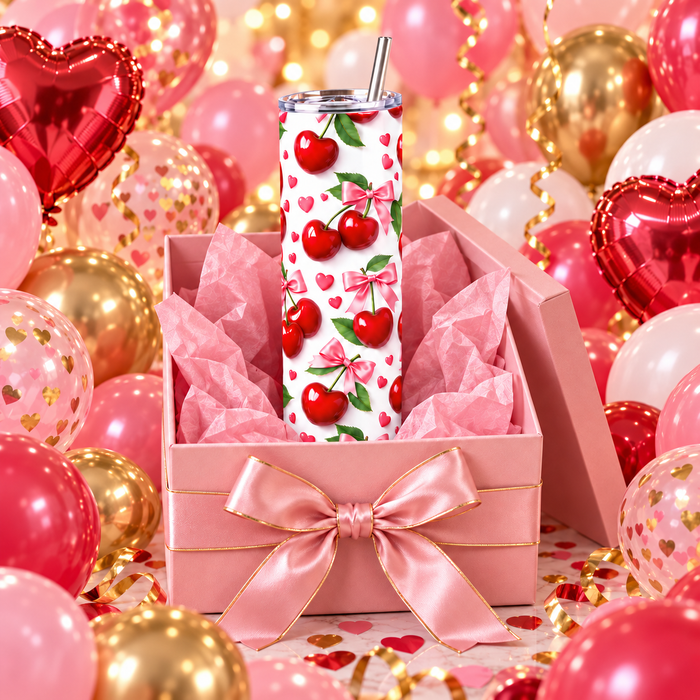 Sweet Cherry Bow 20oz Skinny Tumbler
