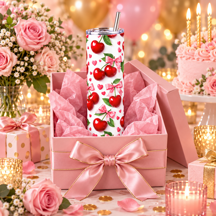 Sweet Cherry Bow 20oz Skinny Tumbler