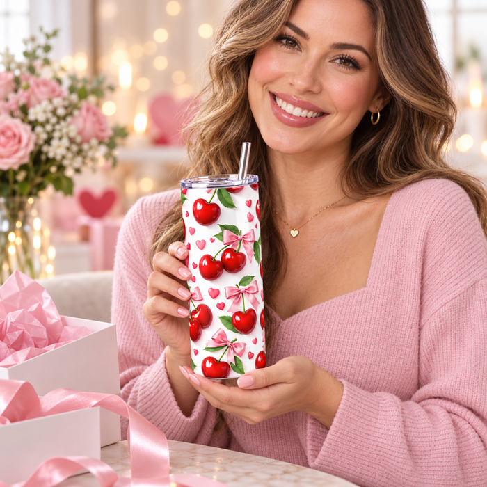 Sweet Cherry Bow 20oz Skinny Tumbler