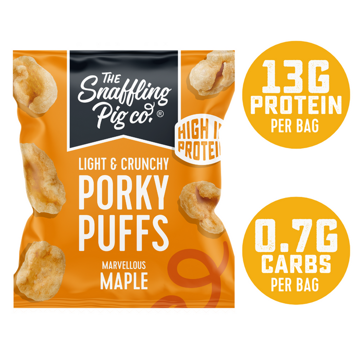 The Snaffling Pig Marvelous Maple Pork Puffs 12 x 20g