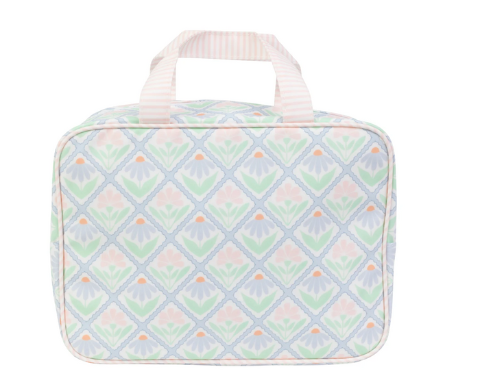 Clean, coated, and cute! Toys, snacks, hair tools, whatever you'd like - Pack it up and take it with you!

8" tall, 11" wide, 5" deep

Made with our PVC-free, wipeable, non-chlorinate coated fabric that is soft to the touch, antimicrobial, water resistant, odorless and biodegradable. This fabric has been specifically developed to be a healthier and more environmentally friendly alternative to the traditional coated material of toxic PVC.

With that being said! To care for this product, we recommend wiping c