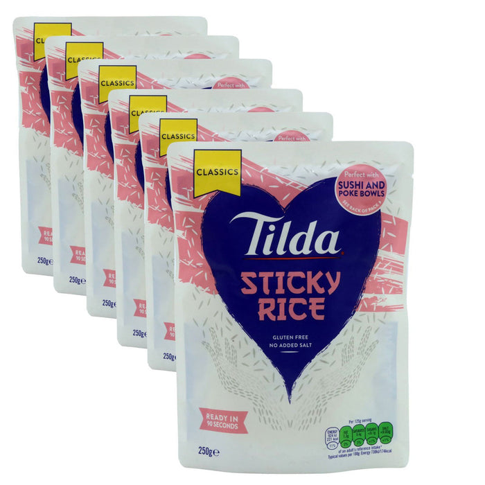 Tilda Microwave Rice Classics Sticky 6 x 250g (case)