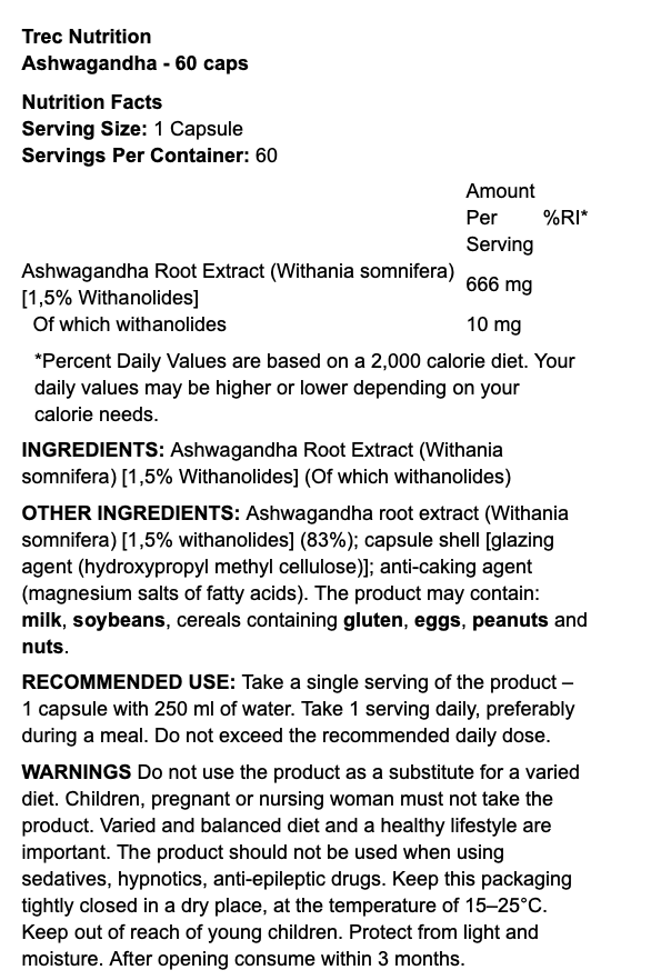 Trec Nutrition Ashwagandha 60 Caps