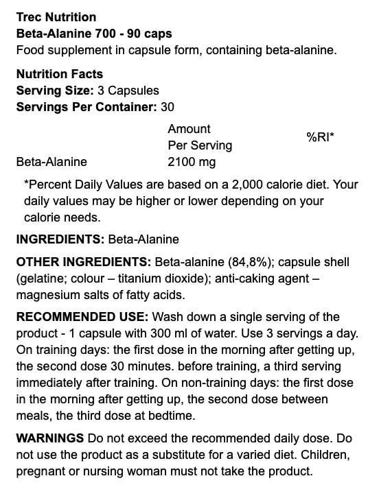 Trec Nutrition Beta Alanine 700 90 Caps
