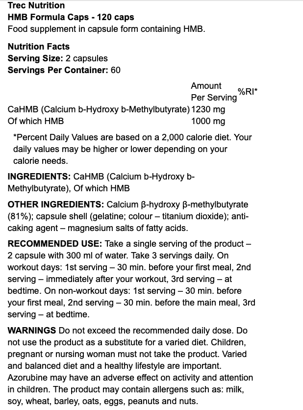 Trec Nutrition HMB Formula Caps