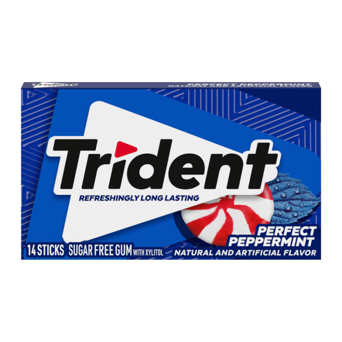 Trident Perfect Peppermint Sugar Free Gum 12 x 14 sticks - Out of Date