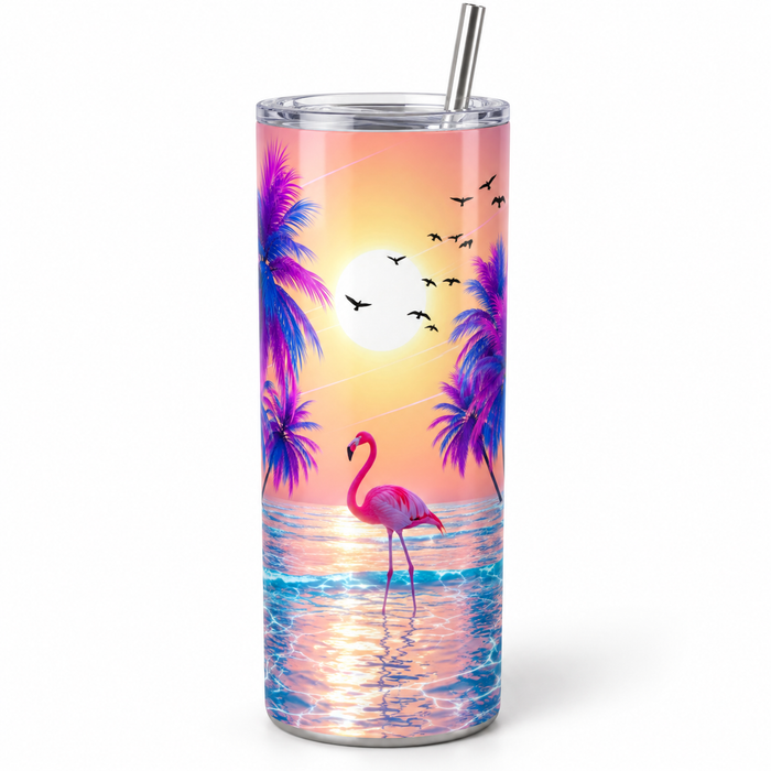 Tropical Flamingo Sunset 20oz Tumbler