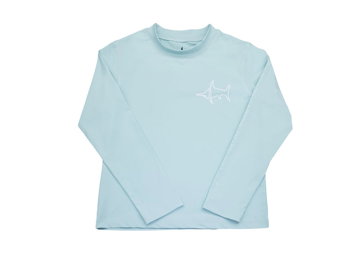 Protect your boys in style with the Tybee Rashguard in Light Blue! Designed for toddler to tween boys, this easy-to-wear rashguard offers excellent sun protection while keeping them comfortable. With its vibrant color, your child will shine brightly during all their adventures in the sun!