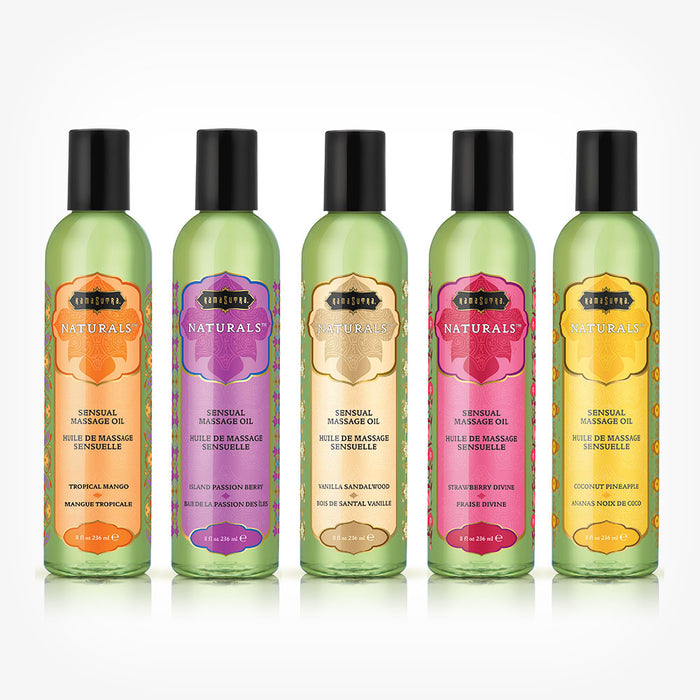 Ulei de masaj KAMASUTRA NATURALS Island Passion Berry, cu aromă de fructul pasiunii și fructe de pădure, 236 ml