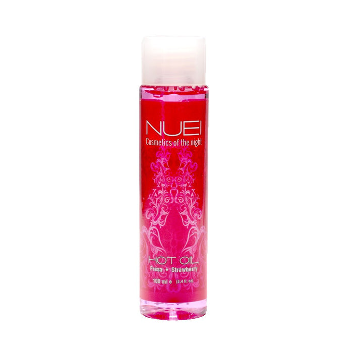 Ulei de masaj, NUEI - HOT OIL, sarutabil, cu efect de incalzire si aroma de Capsuni, 100 ml