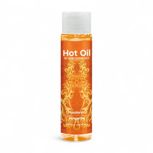 Ulei de masaj, NUEI - HOT OIL, sarutabil, cu efect de incalzire si aroma de Mandarine, 100 ml