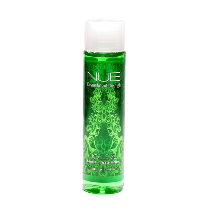 Ulei de masaj, NUEI - HOT OIL, sarutabil, cu efect de incalzire si aroma de Pepene Verde, 100 ml